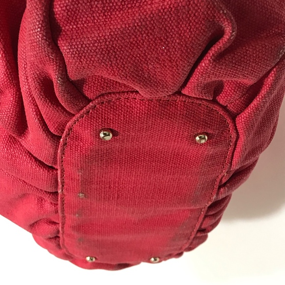 Kate Spade NY Red Ombre Fade Canvas Satchel Shoulder Bag with Pink Lining EUC - Picture 3 of 10